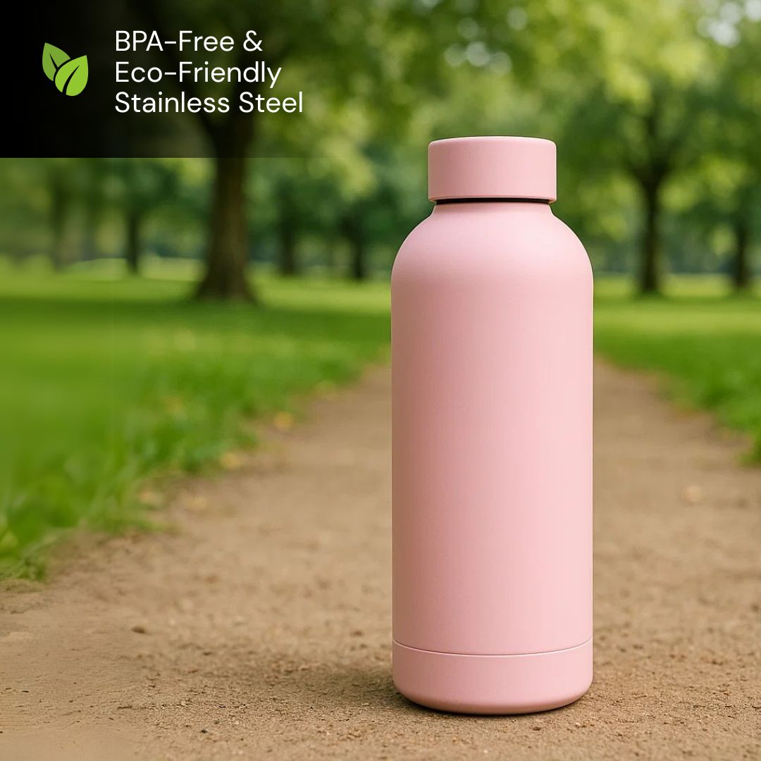 The Hydrate Go Bottle | 600ML | 12-Hour Hot & Cold | Matte Finish + Custom Engraving Pookie Pink