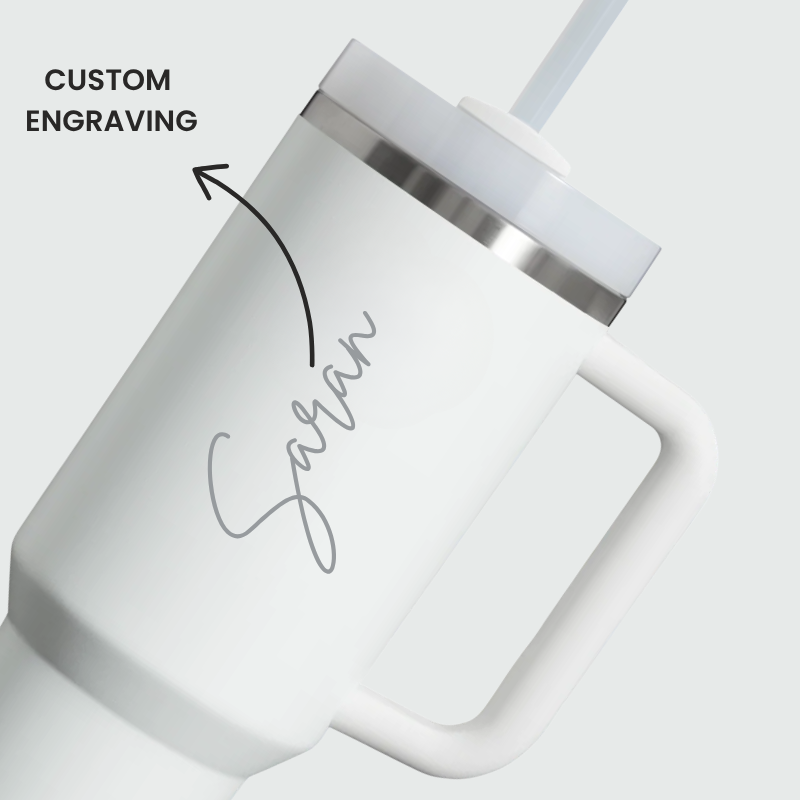 The Everyday Tumbler | 1200 ML | Insulated, Matte Finish + Custom Engraving | Free Leakproof Kit! Frost White
