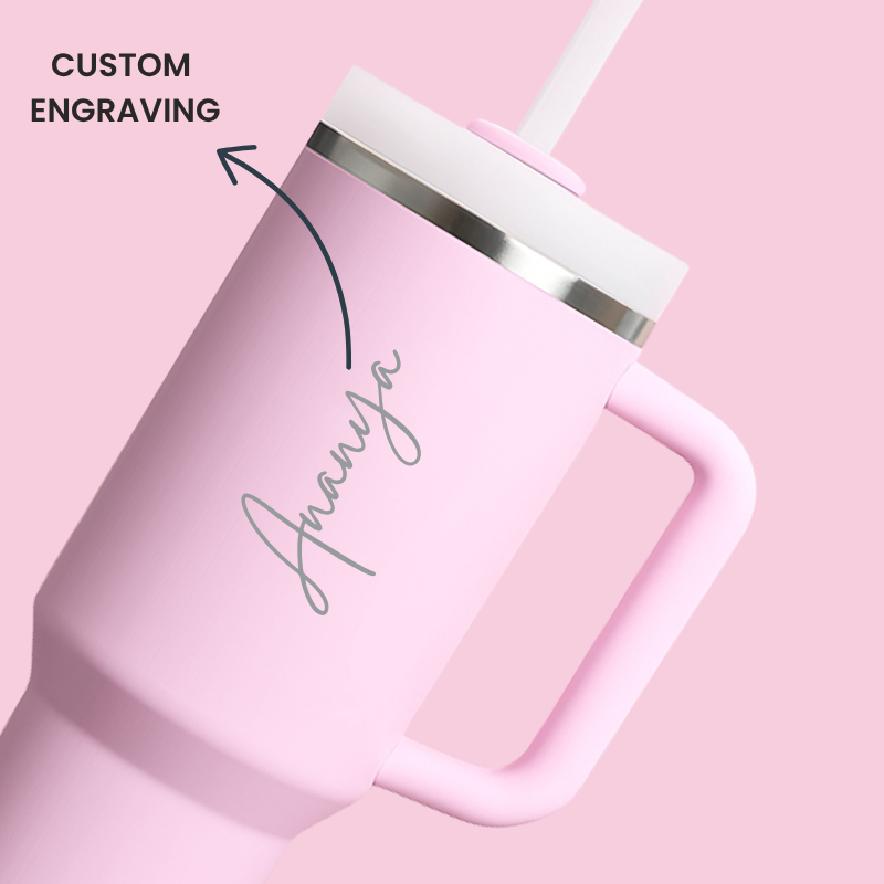 The Everyday Tumbler | 1200 ML | Insulated, Matte Finish + Custom Engraving | Free Leakproof Kit! Pookie Pink