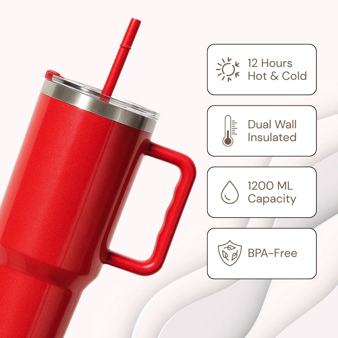 The Sparkler | 1200ML | Insulated + Personalized Engraving | Free Leakproof Kit! Riot Red