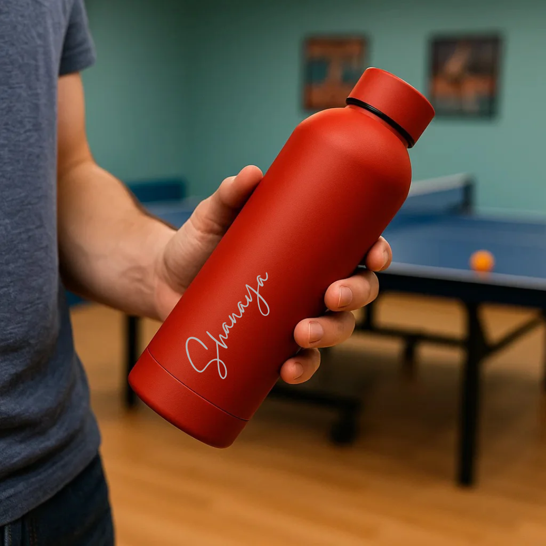 The Hydrate Go Bottle | 600ML | 12-Hour Hot & Cold | Matte Finish + Custom Engraving Riot Red