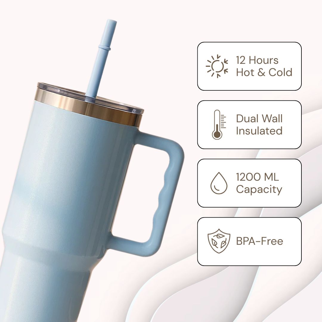 The Sparkler | 1200ML | Insulated + Personalized Engraving | Free Leakproof Kit! Cloudy Blue