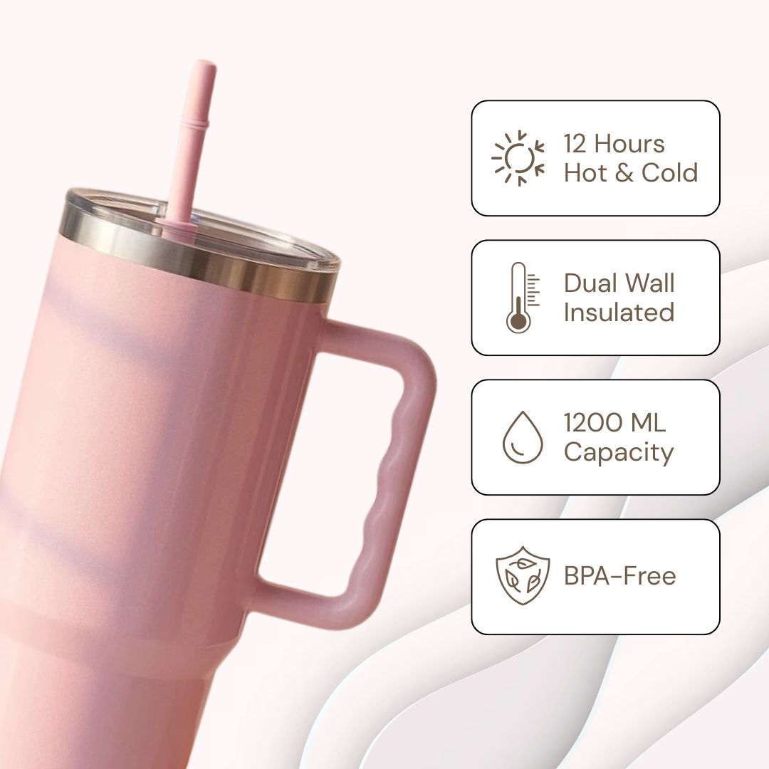The Sparkler | 1200ML | Insulated + Personalized Engraving | Free Leakproof Kit! Pookie Pink