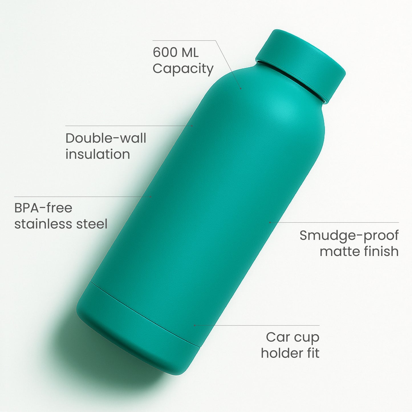 The Hydrate Go Bottle | 600ML | 12-Hour Hot & Cold | Matte Finish + Custom Engraving Sage Green