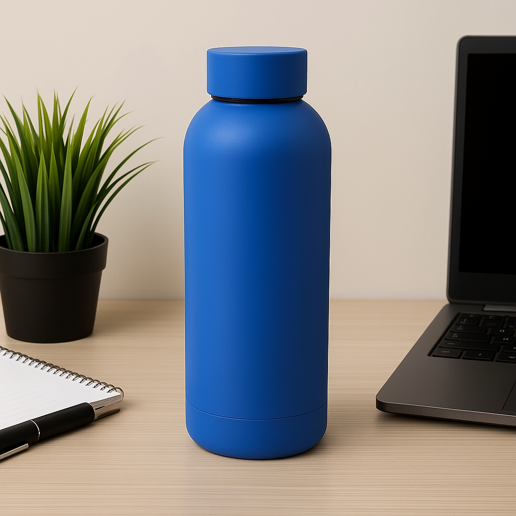 The Hydrate Go Bottle | 600ML | 12-Hour Hot & Cold | Matte Finish + Custom Engraving Breeze Blue