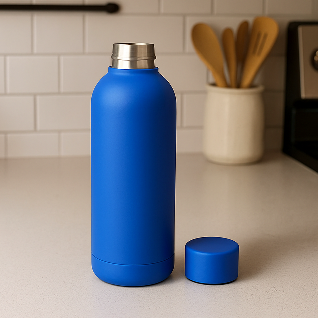 The Hydrate Go Bottle | 600ML | 12-Hour Hot & Cold | Matte Finish + Custom Engraving Breeze Blue