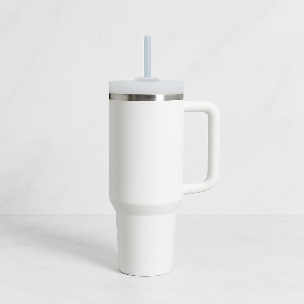 The Everyday Tumbler | 1200 ML | Insulated, Matte Finish + Custom Engraving | Free Leakproof Kit! Frost White