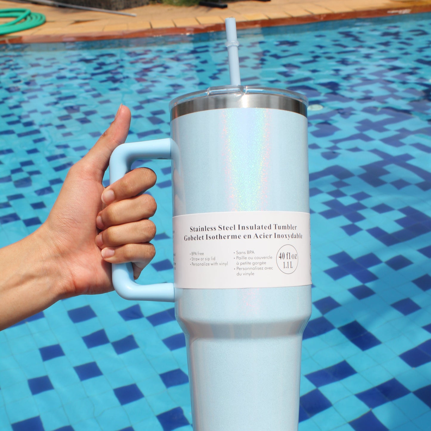 The Sparkler | 1200ML | Insulated + Personalized Engraving | Free Leakproof Kit! Cloudy Blue