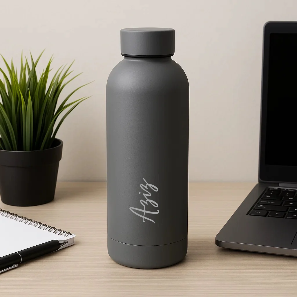 The Hydrate Go Bottle | 600ML | 12-Hour Hot & Cold | Matte Finish + Custom Engraving Ghost Gray