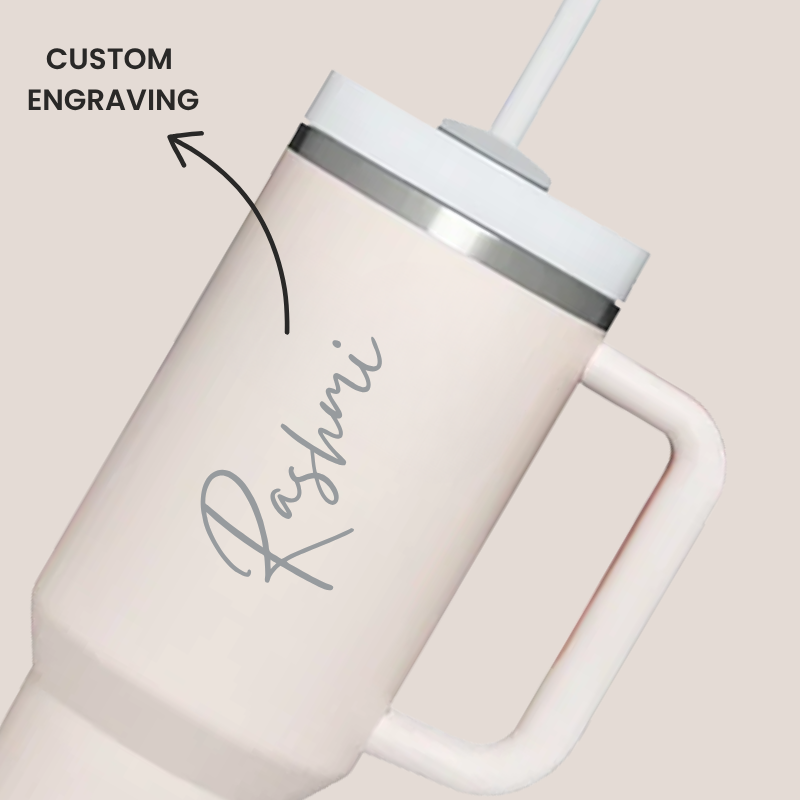 The Everyday Tumbler | 1200 ML | Insulated, Matte Finish + Custom Engraving | Free Leakproof Kit! Tiramisu Cream