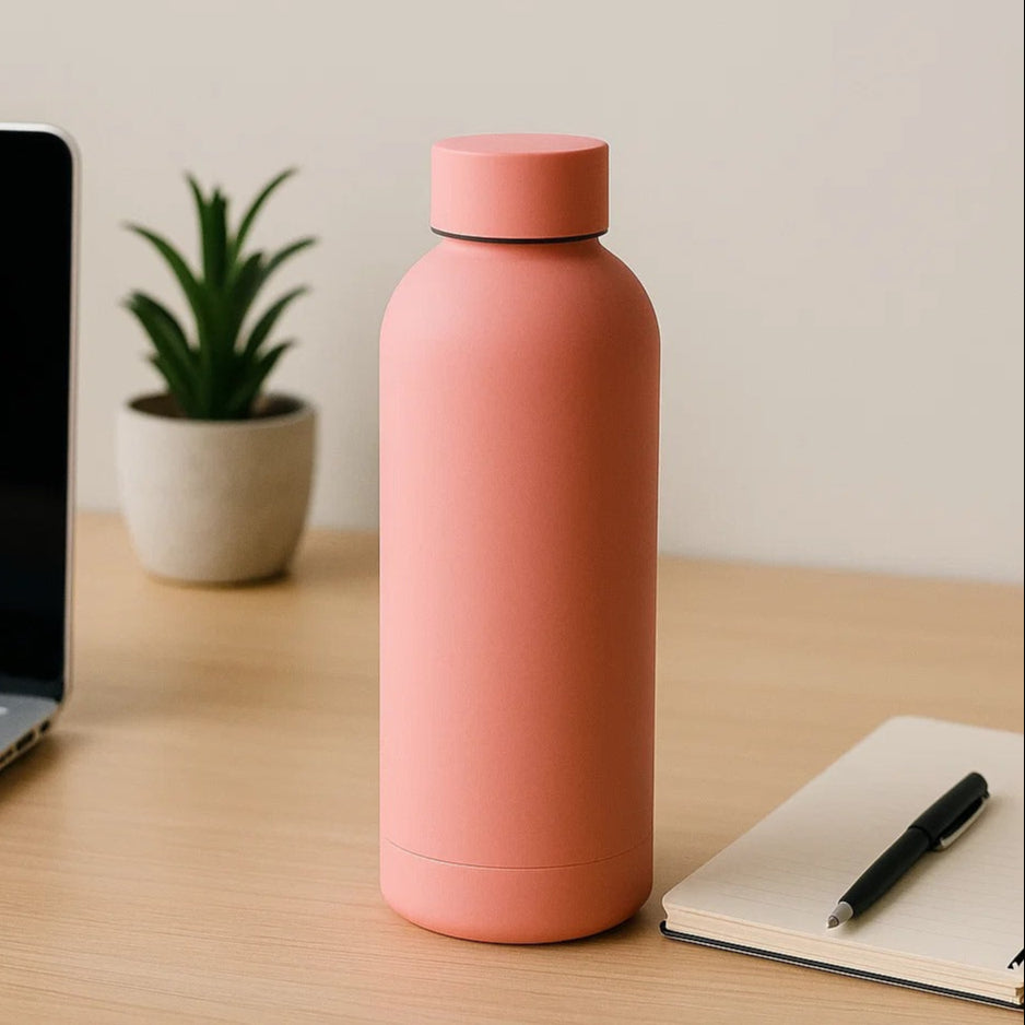 The Hydrate Go Bottle | 600ML | 12-Hour Hot & Cold | Matte Finish + Custom Engraving Pookie Pink