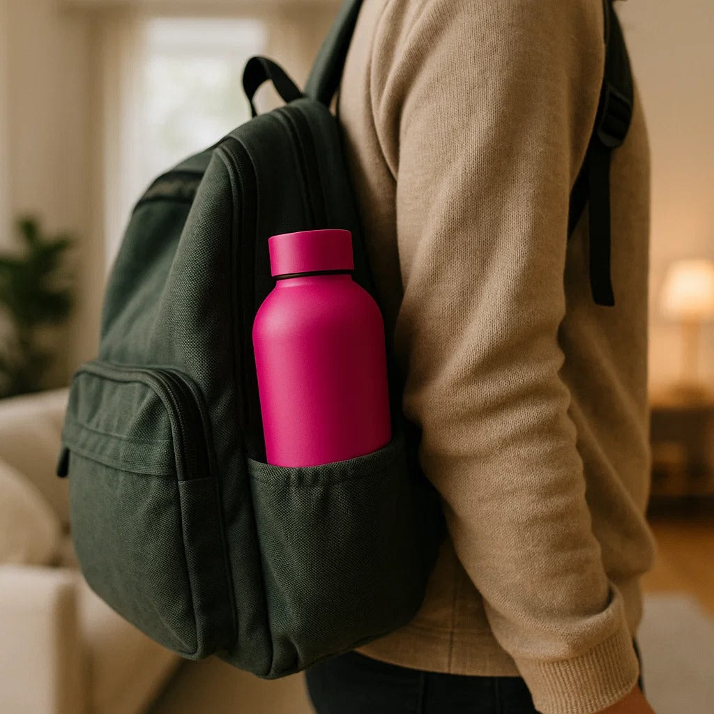 The Hydrate Go Bottle | 600ML | 12-Hour Hot & Cold | Matte Finish + Custom Engraving Hot Pink