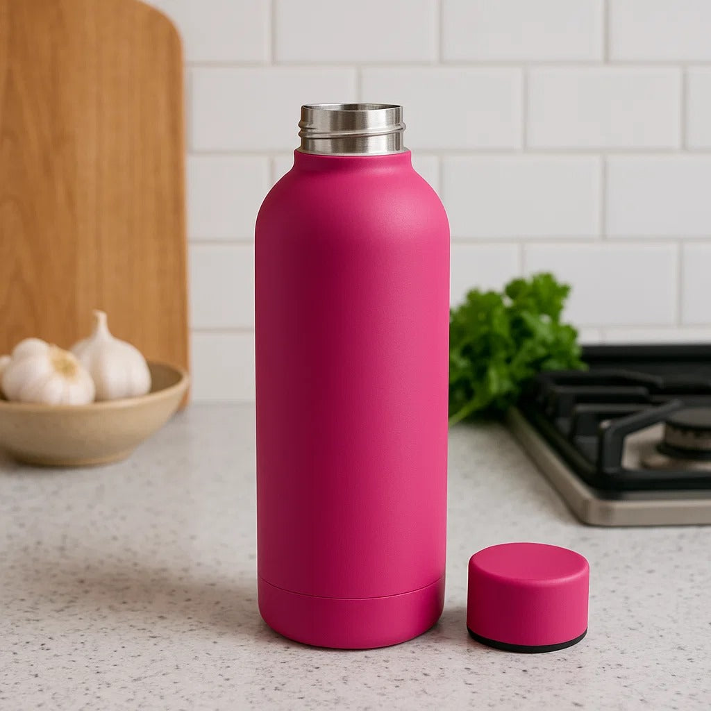 The Hydrate Go Bottle | 600ML | 12-Hour Hot & Cold | Matte Finish + Custom Engraving Hot Pink