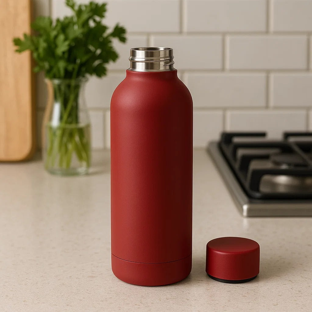 The Hydrate Go Bottle | 600ML | 12-Hour Hot & Cold | Matte Finish + Custom Engraving Riot Red