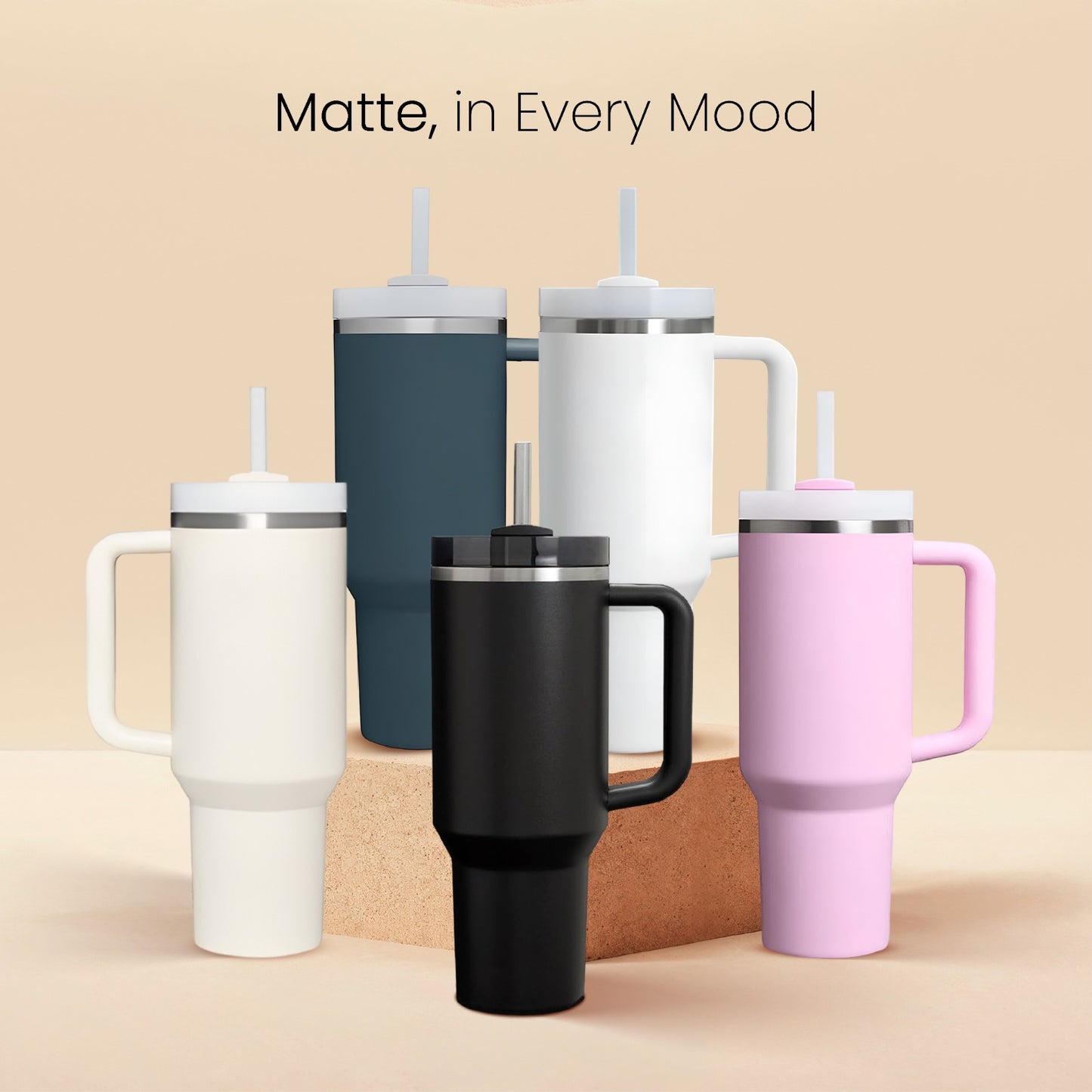 The Everyday Tumbler | 1200 ML | Insulated, Matte Finish + Custom Engraving | Free Leakproof Kit! Frost White