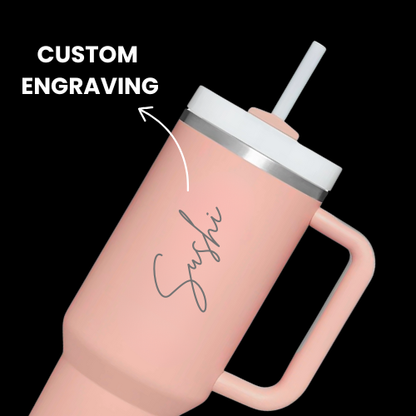 The Everyday Tumbler | 1200 ML | Insulated, Matte Finish + Custom Engraving | Free Leakproof Kit! Peach Pop