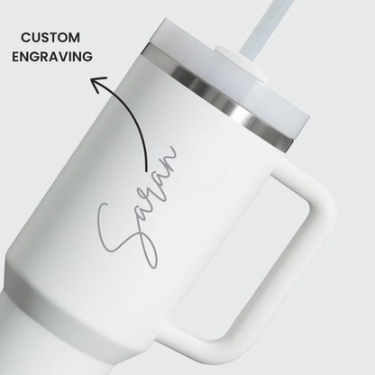 The Everyday Tumbler | 1200 ML | Insulated, Matte Finish + Custom Engraving | Free Leakproof Kit! Frost White