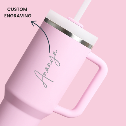 The Everyday Tumbler | 1200 ML | Insulated, Matte Finish + Custom Engraving | Free Leakproof Kit! Pookie Pink