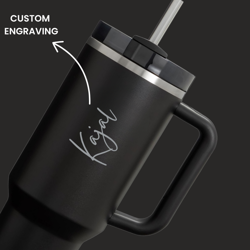 The Everyday Tumbler | 1200 ML | Insulated, Matte Finish + Custom Engraving | Free Leakproof Kit! Phantom Black