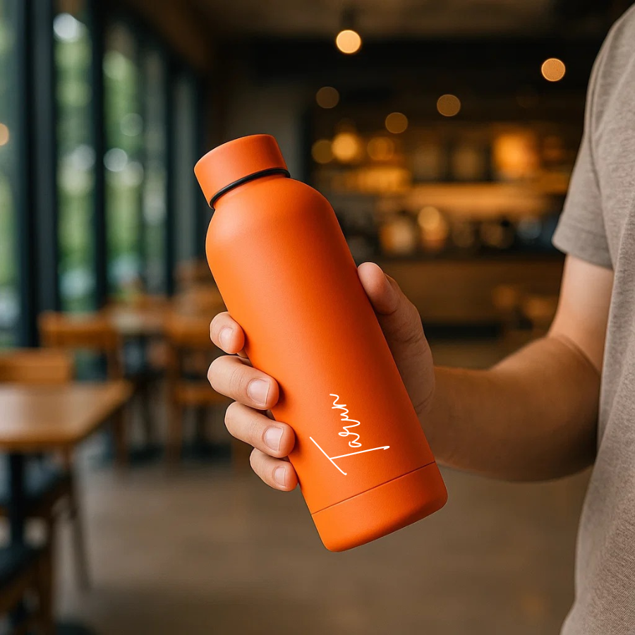 The Hydrate Go Bottle | 600ML | 12-Hour Hot & Cold | Matte Finish + Custom Engraving Zesty Orange