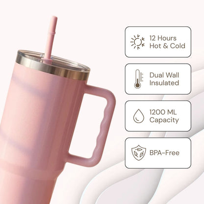 The Sparkler | 1200ML | Insulated + Personalized Engraving | Free Leakproof Kit! Pookie Pink