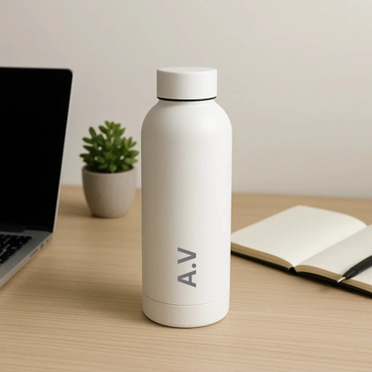 The Hydrate Go Bottle | 600ML | 12-Hour Hot & Cold | Matte Finish + Custom Engraving Frost White