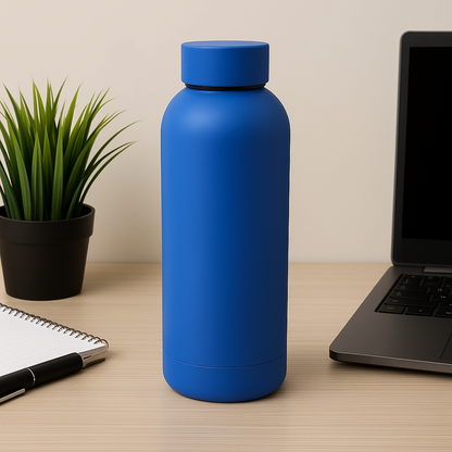 The Hydrate Go Bottle | 600ML | 12-Hour Hot & Cold | Matte Finish + Custom Engraving Breeze Blue