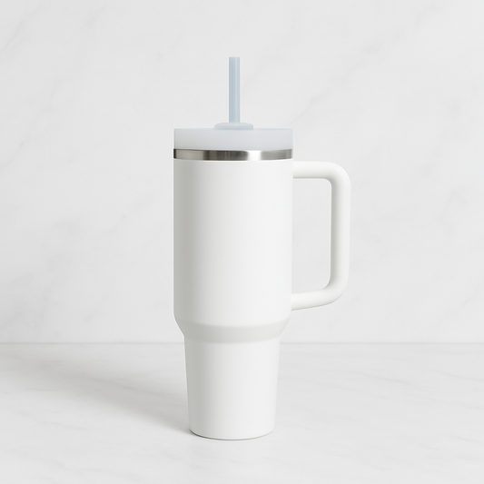 The Everyday Tumbler | 1200 ML | Insulated, Matte Finish + Custom Engraving | Free Leakproof Kit! Frost White