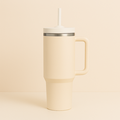 The Everyday Tumbler | 1200 ML | Insulated, Matte Finish + Custom Engraving | Free Leakproof Kit! Tiramisu Cream