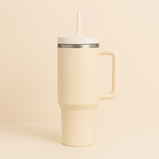 The Everyday Tumbler | 1200 ML | Insulated, Matte Finish + Custom Engraving | Free Leakproof Kit! Tiramisu Cream