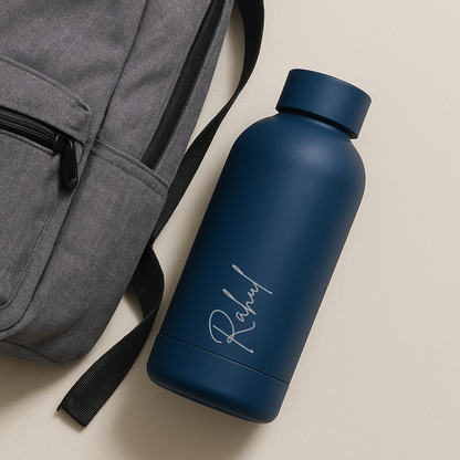 The Hydrate Go Bottle | 600ML | 12-Hour Hot & Cold | Matte Finish + Custom Engraving Midnight Blue