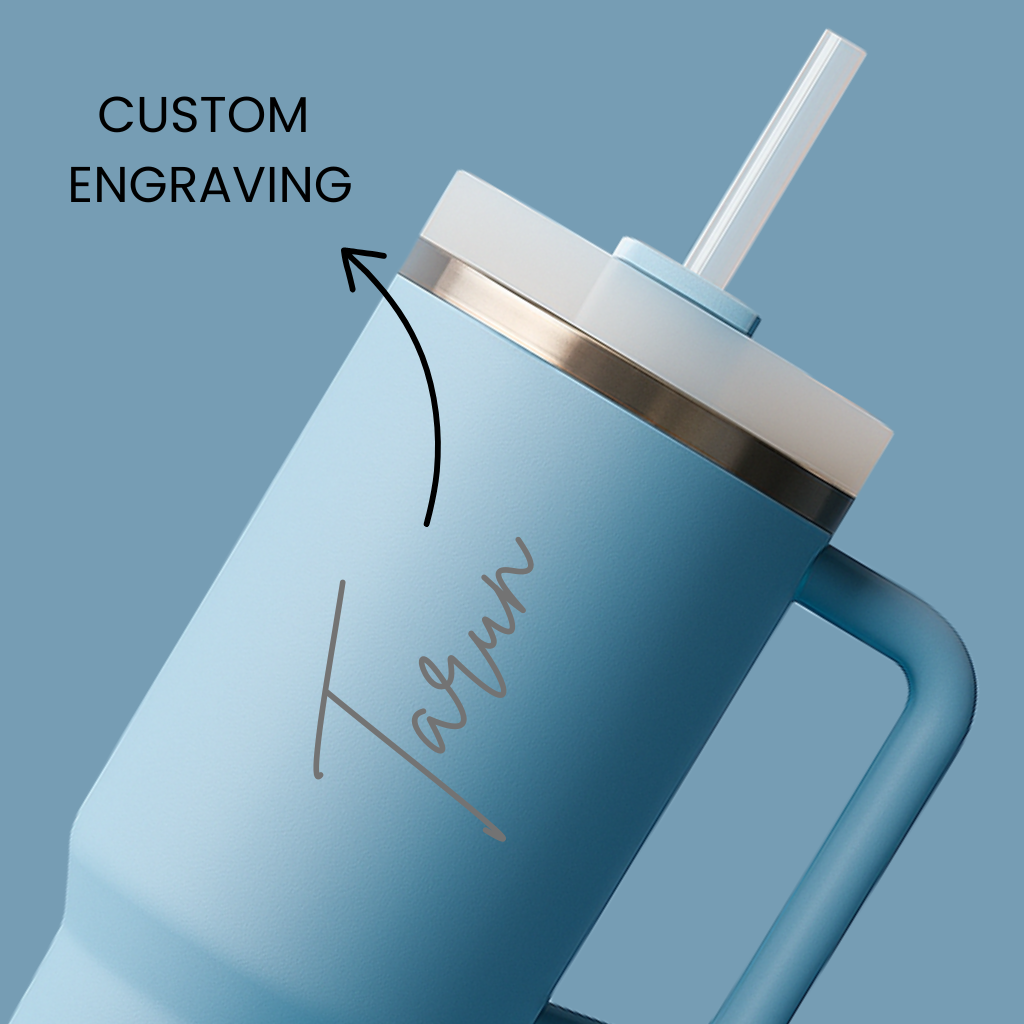 The Everyday Tumbler | 1200 ML | Insulated, Matte Finish + Custom Engraving | Free Leakproof Kit! Cloudy Blue