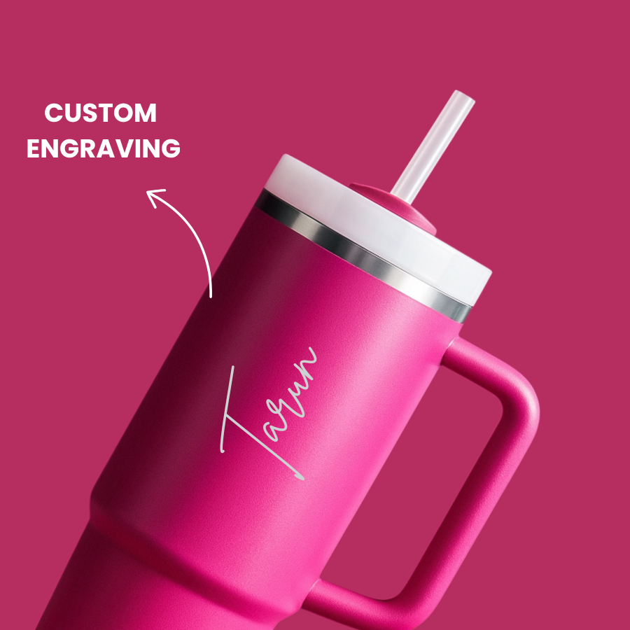 The Everyday Tumbler | 1200 ML | Insulated, Matte Finish + Custom Engraving | Free Leakproof Kit! Barbie Pink