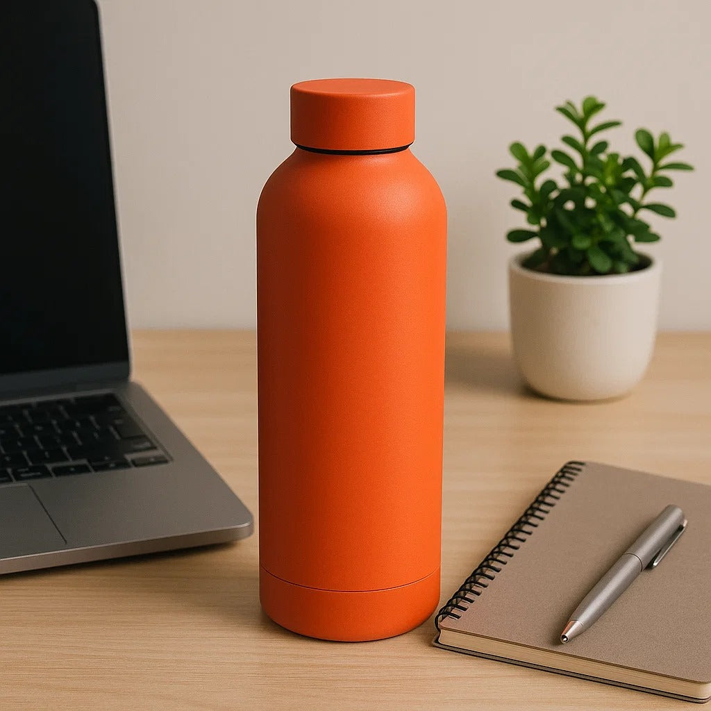 The Hydrate Go Bottle | 600ML | 12-Hour Hot & Cold | Matte Finish + Custom Engraving Zesty Orange