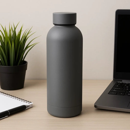 The Hydrate Go Bottle | 600ML | 12-Hour Hot & Cold | Matte Finish + Custom Engraving Ghost Gray