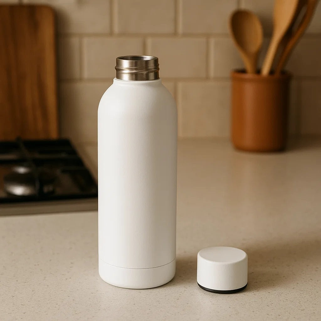 The Hydrate Go Bottle | 600ML | 12-Hour Hot & Cold | Matte Finish + Custom Engraving Frost White