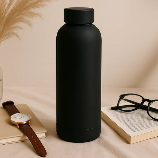 The Hydrate Go Bottle | 600ML | 12-Hour Hot & Cold | Matte Finish + Custom Engraving Phantom Black