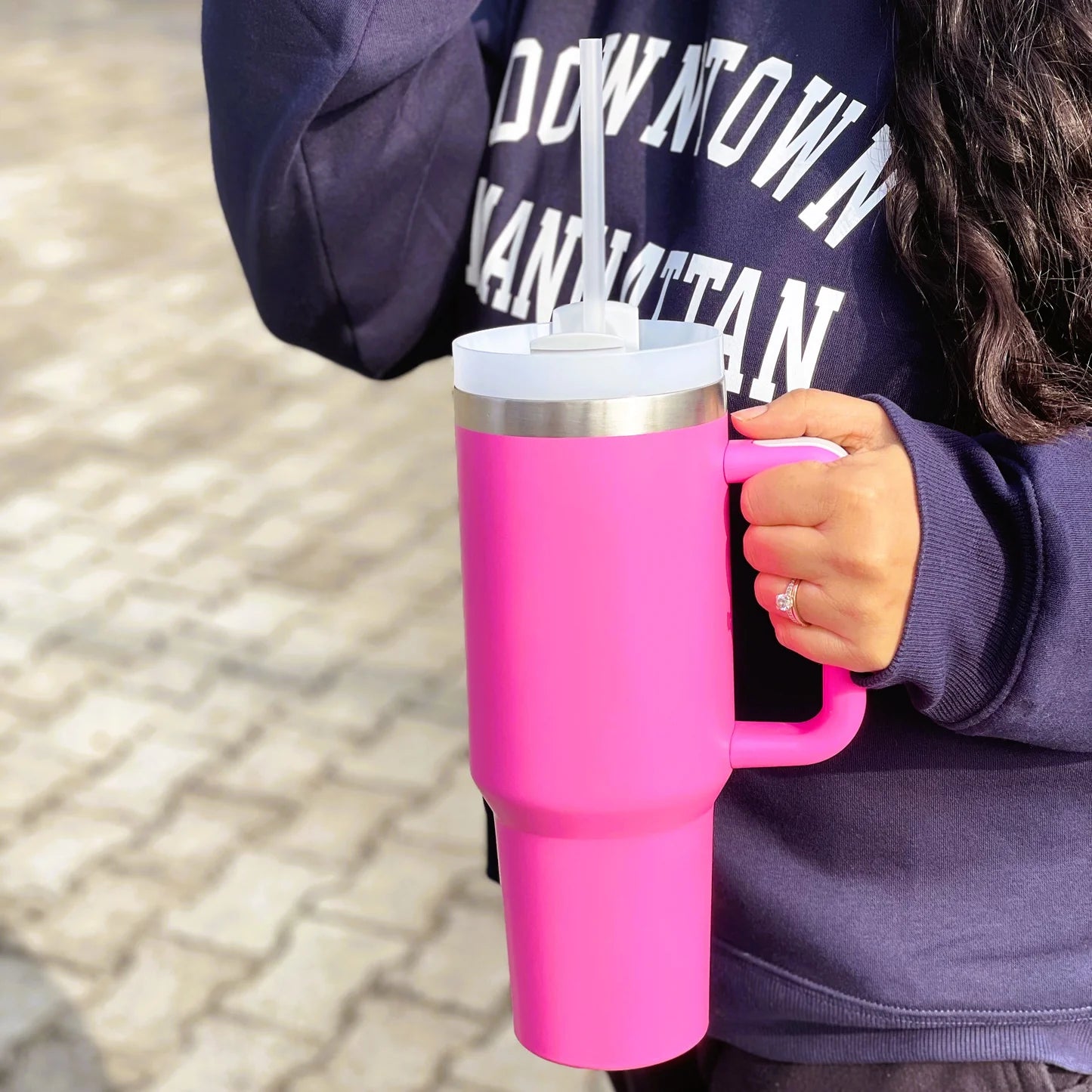 The Everyday Tumbler | 1200 ML | Insulated, Matte Finish + Custom Engraving | Free Leakproof Kit! Barbie Pink