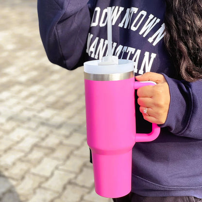 The Everyday Tumbler | 1200 ML | Insulated, Matte Finish + Custom Engraving | Free Leakproof Kit! Barbie Pink